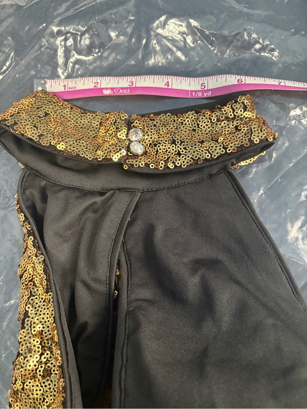 Gold Sequin Dress with Black Feathers SOLD OUT - Picture 7 of 10